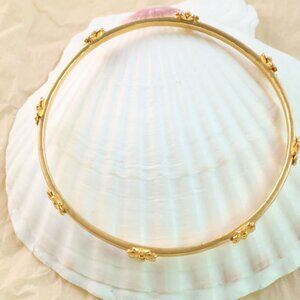 Julie Vos 24K Gold Plate Floral Bangle Bracelet Size M